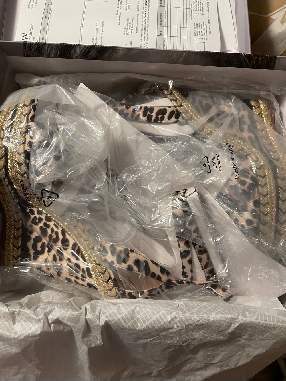 Jennifer Lopez Leopard-Print Ankle Wrap Espadrille Wedges in White and Brown - Picture 5 of 6